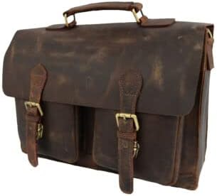 Leather Satchel Messenger Bag 15 In Laptop Briefcase Office College Bags, Best For Christmas Gift