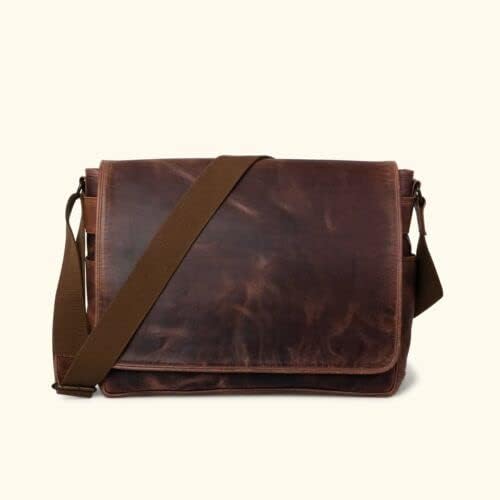 Leather Messenger Bag 17 In Laptop Satchel Office Business Shoulder Bags