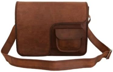 Mens Leather Messenger Bag 13 In Laptop Satchel School Cross-Body Shoulder Bags, Best For Christmas Gift