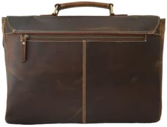 Leather Briefcase Messenger Bag 15.6 In Laptop Satchel Office College, Christmas Gift For Men