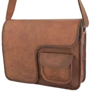 Mens Leather Messenger Bag 13 In Laptop Satchel School Cross-Body Shoulder Bags, Best For Christmas Gift