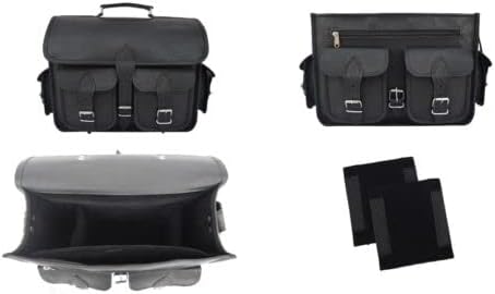 Black Leather DSLR Camera Bag Briefcase Messenger Bags