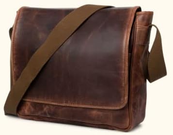 Leather Messenger Bag 15 In Laptop Satchel Office Business Shoulder Bags