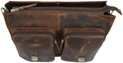 Leather Satchel Messenger Bag 15 In Laptop Briefcase Office College Bags, Best For Christmas Gift