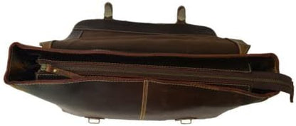 Leather Briefcase Messenger Bag 15.6 In Laptop Satchel Office College, Christmas Gift For Men