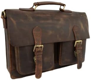 Leather Satchel Messenger Bag 15 In Laptop Briefcase Office College Bags, Best For Christmas Gift