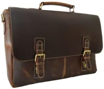 Leather Briefcase Messenger Bag 15.6 In Laptop Satchel Office College, Christmas Gift For Men