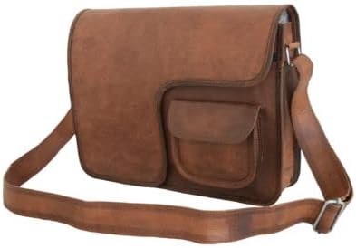 Mens Leather Messenger Bag 13 In Laptop Satchel School Cross-Body Shoulder Bags, Best For Christmas Gift