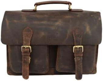 Leather Satchel Messenger Bag 15 In Laptop Briefcase Office College Bags, Best For Christmas Gift